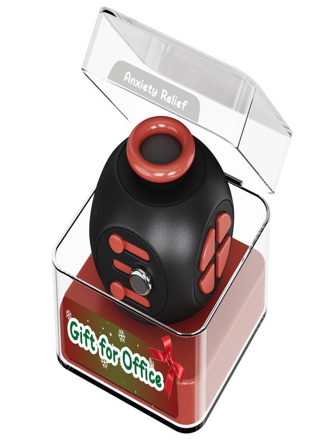 Evnojy Fidget Toys Fidget Blocks Fidget Pads Stress Fidget Block Twisty Fidget Toy Cube Anxiety Toy Infinite Cube for Adult (Black Red) - Image 1
